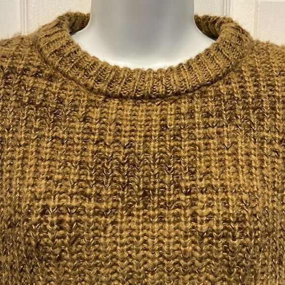 Oak & Fort Brown/Camel Drop Shoulder Crew Neck Boxy Cropped Sweater Size S - Picture 2 of 10